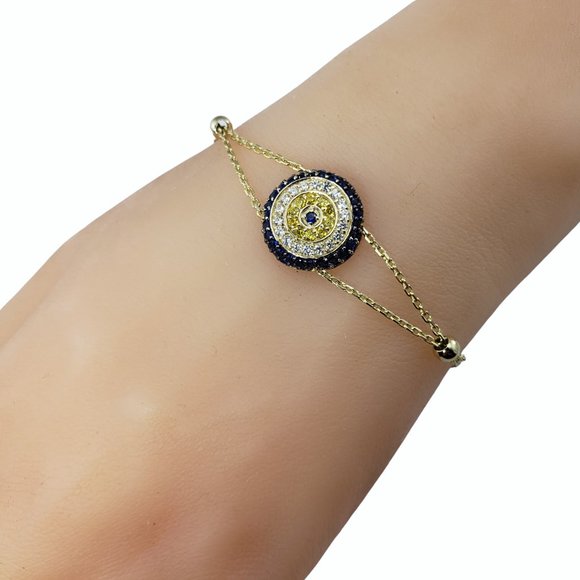 Vintage 14 Karat Yellow Gold and Simulated Gemstone Bracelet #12140 - Picture 6 of 6